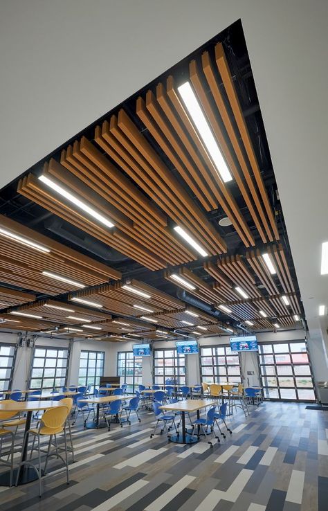 METALWORKS Blades Classics Interior Design Ceiling, Canteen Design, Baffle Ceiling, Ceiling Solutions, Armstrong Ceiling, Office Ceiling, Ceiling Design Ideas, Interior Ceiling Design, Supermarket Design