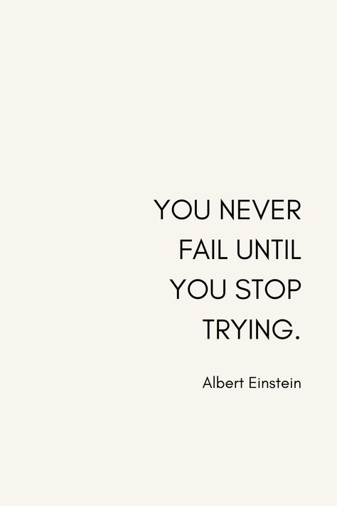 “You never fail until you stop trying.” ― Albert Einstein Nothing was ever accomplished by someone who didn't put in the work. If you set goals and keep moving towards them, there is no reason you can't succeed. If you feel like you need a reminder to keep working, visit The Inspiration Co. website. We offer over 60 engravings that will give you a little boost of inspiration everyday. #inspiration co #inspiration #quotes #quoteoftheday #instaquote You Have Accomplished So Much Quotes, You Didnt Fail Quotes, Try And Try Until You Succeed, You Never Fail Until You Stop Trying, Never Stop Trying Quotes, Do It For You Not Them, You Can Have It All, You Can Do This, What If It All Works Out