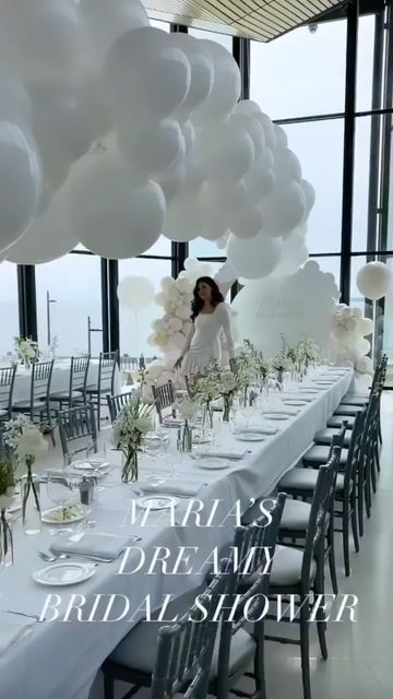 Party & Event Inspiration on Instagram: "Dreamy ☁️ by @balloonsbydina #theeventcollectivex" White Bridal Shower Theme, Hanging Flowers Wedding, Influencer Event, Bridal Shower Inspo, Bridal Shower Balloons, Wedding Balloon Decorations, White Baby Showers, White Bridal Shower, Bridal Shower Inspiration