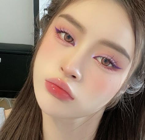 Fantasy Vibes, Makeup Douyin, Mekap Mata, Asian Makeup Looks, Douyin Makeup, Cute Eye Makeup, Doll Eye Makeup, Korean Eye Makeup, Purple Makeup