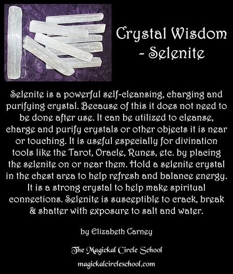 Self Cleansing Crystals, Selenite Crystal Meaning Witchcraft, How To Charge Crystals With Selenite, How To Charge Selenite, Selenite Crystal How To Use, Selenite Crystal Meaning, Crystal Healing Room, Wicca Crystals, Selenite Crystal Wands