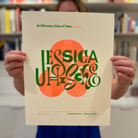 Giving a talk in Tulsa tomorrow for @adctulsa ! Come to the event and snag a signed riso poster designed and printed by yours truly! Also… | Instagram Jessica Hische Lettering, Riso Poster, Banana Poster, Jessica Hische Typography, Typographic Poster Design, Jessica Hische, Typo Poster, Digital Banners, Exclamation Point