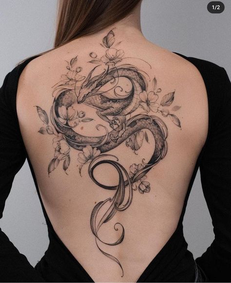 Dragon Tattoo Ideas Female, Symmetrical Neck Tattoo, Hip Buttocks Tattoo, Dragon Tattoo Back Women, Dragon Tatoos Woman, Back Tattoo Women Dragon, Woman Dragon Tattoo, Ideas Tatuajes Mujer, Dragon Sleeve Tattoo Women