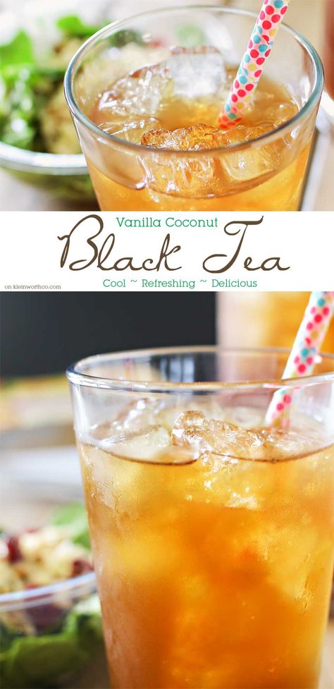 Vanilla Coconut Black Tea is the perfect refreshing beverage to pair with your elevĀte Organic Salad. One of my favorite ice tea recipes that's so easy to make. Oh how I love homebrewed iced tea. #elevatesuperfoods #ad Black Tea Recipe, Iced Tea Recipes Homemade, Coconut Tea, Homemade Iced Tea, Iced Tea Recipes, Tea Cocktails, Vanilla Coconut, Chocolate Caliente, Tea Recipe