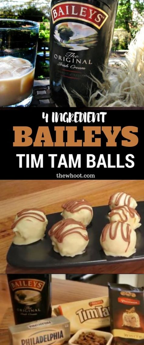 Tim Tam Cheesecake, Baileys Dessert, Baileys Irish Cream Recipes, Decorative Desserts, Truffle Recipes, Cheesecake Balls, Baileys Recipes, Bake Goods, Boozy Desserts