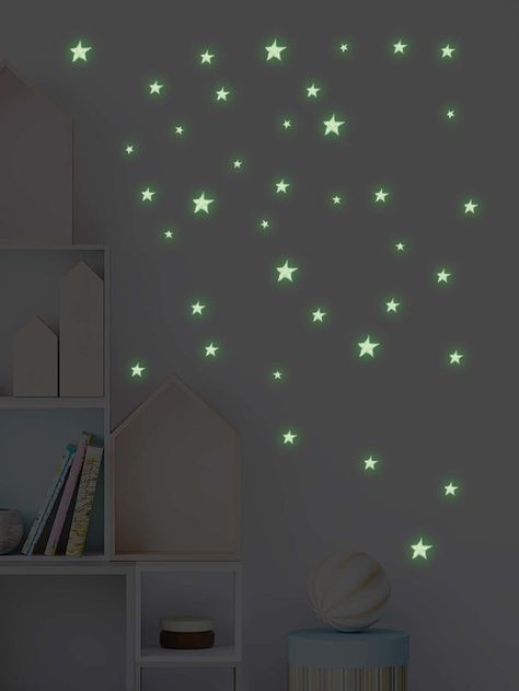 1pc Star Pattern Glow In The Dark Wall Sticker | SHEIN USA Glow In The Dark Star Stickers, Stars On Wall Decoration, Glowing Stars On Ceiling, Glow In The Dark Stars Bedroom, Glow In Dark Stars, Glow Stickers, Glow In The Dark Stickers, Star Bedroom, Glow In The Dark Stars