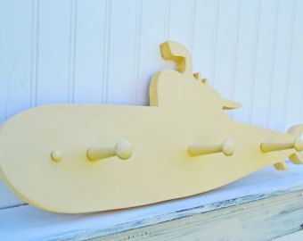 Beatles Bathroom, Submarine Bathroom, Kids Coat Rack, Ocean Themed Nursery, Yellow Coat, Sea Decor, Yellow Decor, Nursery Rug, Nautical Nursery