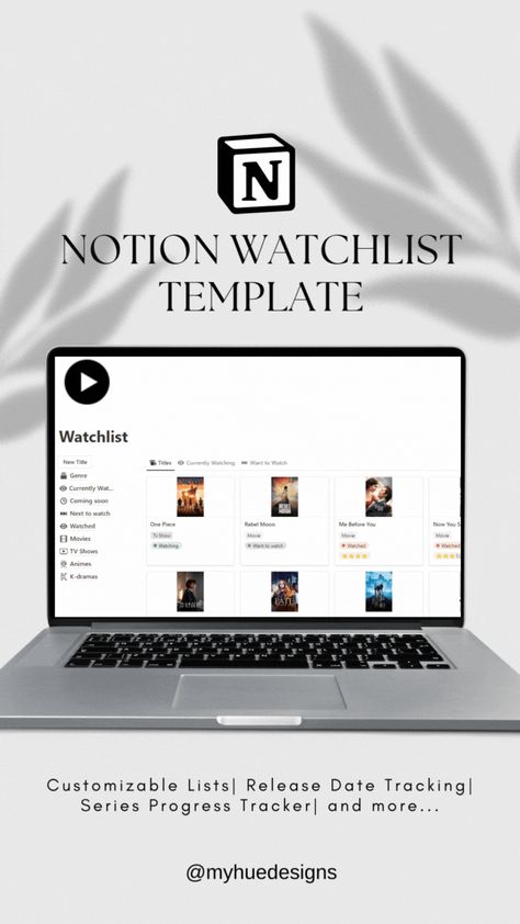 Track your watching activities, from movies, series, k-dramas, anime, and so on. The Notion watchlist template is about everything you've watched, you want to watch, or you dropped. Watchlist Template, Notion Watchlist, K Dramas, Notion Templates, Make It Simple, Kdrama, Track, Anime