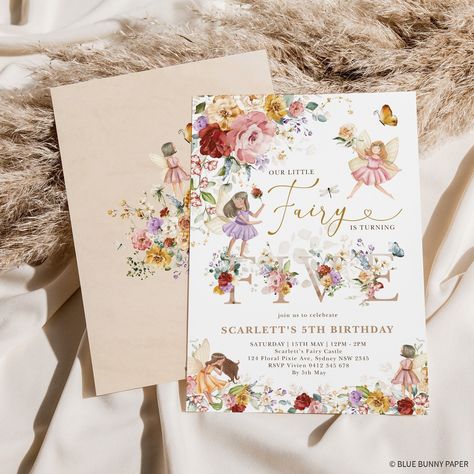 Floral Tea Party, Summer Birthday Invitations, Butterfly Invitations, Colorful Invitations, Fairy Birthday, Wildflower Garden, Tea Party Garden, Fairy Princess, Fairy Parties