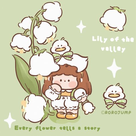 Cute Lily Of The Valley Drawing, Lily Of The Valley Wallpaper Ipad, Lily Of The Valley Character, Lily Of The Valley Doodle, Lily Of The Valley Cartoon, Lily Of The Valley Wallpaper Desktop, Digital Scrapbooking Freebies, Baby Drawing, Cute Doodles Drawings