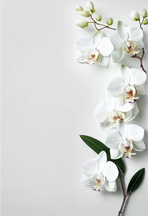 Free White Orchid Flower Card Background Image Orchid Flower Background, Orchid Background Wallpapers, Wedding Flyer Background, Wedding Cards Background, White Wallpaper With Flowers, Orchid Wallpaper Iphone, White Wedding Background, Orchids Background, Wedding Invitations Background