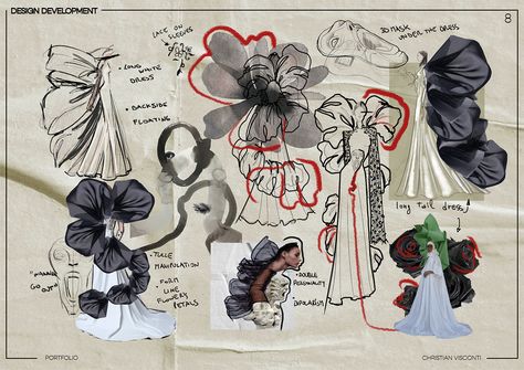 Moodboard Fashion Collage, Fashion Sketchbook Ideas, Fashion Marketing Portfolio, Textile Design Sketchbook, Portfolio Fashion Design, Fashion Design Development, Fashion Portfolios, Creative Fashion Design, Fashion Design Inspiration Board