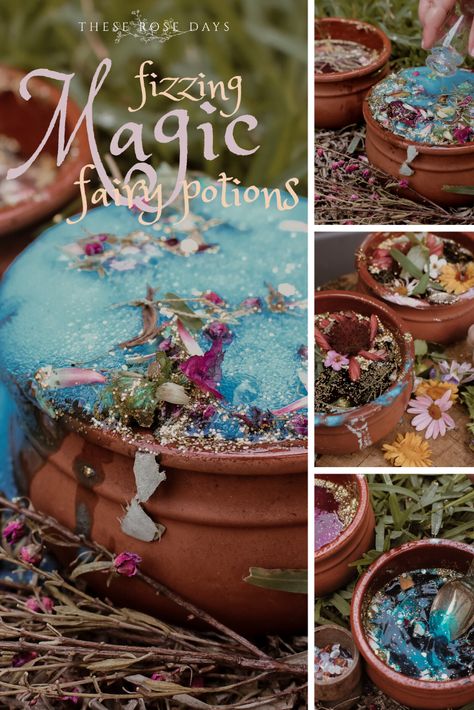 Nature Messy Play, Magic Fairy Garden, Fairy Provocation, Sensory Play Party, Fairy Camp Ideas, Fairy Potions For Kids, Messy Play Party, Sensory Play Kindergarten, Potion Play For Kids