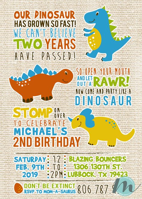 Dinosaur 2nd Birthday Invitation Spiderman Custom, Dinosaur Birthday Party Invitations, Dinosaur Invitations, Birthday Dinosaur, Dinosaur Themed Birthday Party, Dinosaur Birthday Invitations, Dino Birthday Party, Custom Birthday Invitations, Dinosaur Theme Party