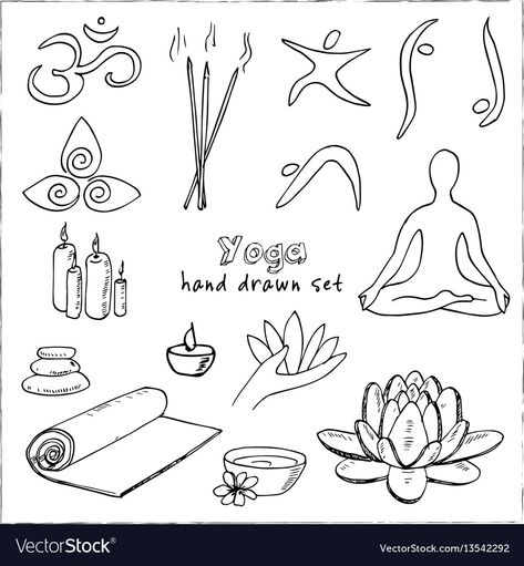 Yoga Drawing, Yoga Symbols, Yoga Illustration, Doodle Art Journals, Logo Design Art, Sketch Notes, Bullet Journal Art, Yoga Art, Book Art Diy