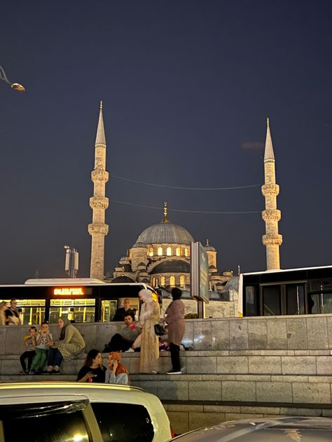 thought this mosque looked beautiful against the sky so i took a pic :). I also think the Muslims socializing on the steps with the tram in the back adds some life into the image and even better captures the essence of Istanbul <3. tags: istanbul aesthetic, turkey aesthetic, masjid images, mosque images, muslim countries, muslim cities, muslim travel, muslim girl travel, travel inspo Turkey Aesthetic Pics, Turkey Country Istanbul, Turkey Travel Aesthetic, Masjid Images, Aesthetic Masjid, Mosque Images, Istanbul Mosque, Aesthetic Turkey, Turkey Pics