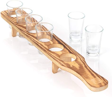 Tequila Glasses, Shot Glasses Display, Shot Glass Holder, Cup Rack, Shot Glass Set, Wood Wine Racks, Serving Drinks, Serving Tray Wood, Glass Holder