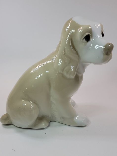 VINTAGE PORCELAIN COCKER Spaniel Puppy Dog Figurine 5" Porceval Made In Spain $16.90 - PicClick Vintage Ceramic Animals, Miniature Cocker Spaniel, Pekingese Puppies, Bred 4, Cocker Spaniel Puppy, Seal Pup, Pekingese Dogs, Porcelain Dog, Porcelain Animal