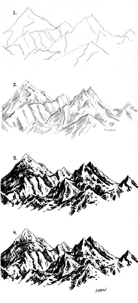 Rendering Rocks: Rock Steps, Landscape Design Drawings, Mountain Drawing, Landscape Design Plans, Landscape Designs, Landscape Drawings, Art Instructions, Drawing Tips, Drawing Techniques