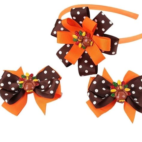 New In Package 3 Pcs Thanksgiving Turkey Headband And Hair Clips, Thanksgiving Headband And Hair Clips,Embellished With Cartoon Turkey Pumpkin In The Middle Of The Bow,Classic Thanksgiving Elements,Unique And Classic,Make You Become The Focus Of The Thanksgiving Day. Package Includes: 2 X Thanksgiving Bow Hair Clip 1 X Thanksgiving Headband Material: Eco-Friendly Duarble Smooth Soft Plastic, Ribbon And Alloy Perfect Gifts: For Women, For Girls, For Baby, For Kids, For Child. Bows For Hair, Turkey Headband, Turkey Bow, Thanksgiving Headbands, Cartoon Turkey, Thanksgiving Bow, Classic Thanksgiving, Turkey Pumpkin, Lululemon Headbands