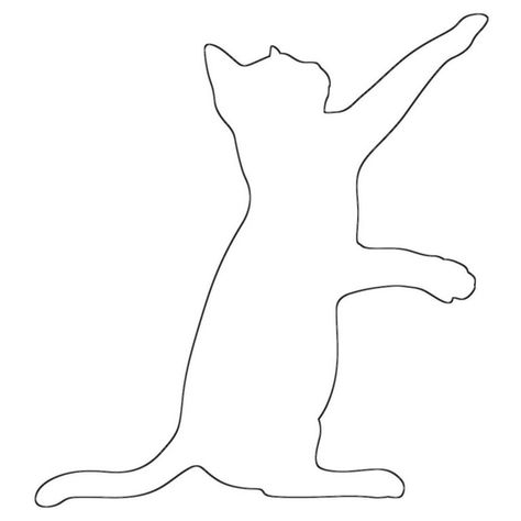 Playful Cat Outline - Use for Coloring, Crafts, Applique Cat Outline Drawing Free Printable, Cat Applique Pattern Free, Cat Outline Drawing, Cat Wreaths, Bookshelf Quilts, Foundation Quilting, Cat Applique Designs, Very Cute Cat, Practicing Drawing