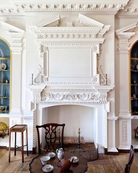 Fireplace Moulding, New Classic Interior Design, Virginia Architecture, New Classic Interior, Fireplace Molding, Grand Fireplace, New England Style Homes, Fairfax County Virginia, Uk House