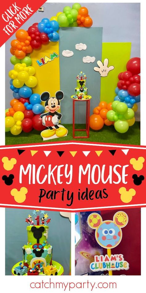 Check out this fun Mickey Mouse party! The cake is amazing! See more parties ideas and share yours at CatchMyParty.com Mickey And Friends Party Decoration, Mickey Clubhouse Birthday, Colorful Mickey Mouse Party, Mickey Mouse Club House Party, Mickey Mouse Clubhouse Party Games, Mickey Mouse Funhouse Birthday Party, Mickey Mouse Party Ideas, Mickey Clubhouse, Birthday Mickey Mouse