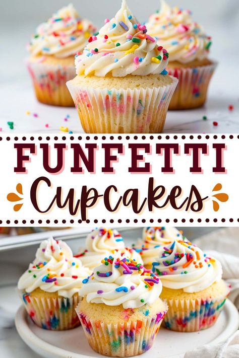 Homemade Funfetti Cupcakes with Buttercream Frosting Funfetti Cupcake Recipe Homemade, Half Dozen Cupcake Recipe, Easy Cupcakes Recipes, Best Buttercream Frosting Recipe, Easy Cupcake Frosting, Homemade Funfetti Cupcakes, Funfetti Cupcake Recipe, Cupcakes With Buttercream Frosting, Homemade Cupcake Recipes