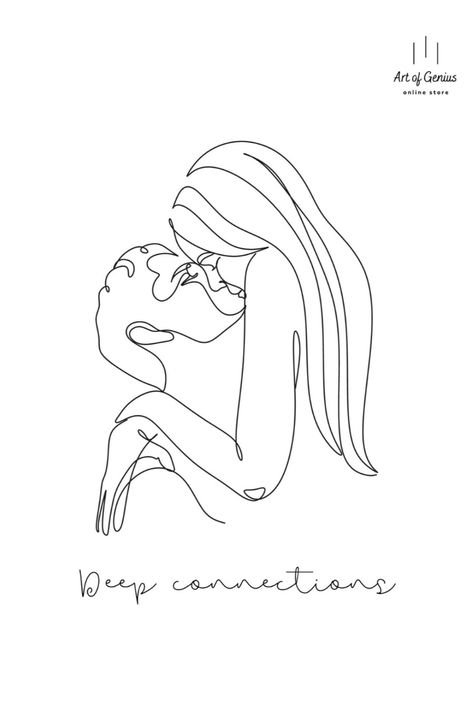 Fine Line Art, Art One Line, One Line Drawing, Kissing Couples, Couple Drawings, Line Art Drawings, Line Drawing, Etsy Store, Printable Wall Art