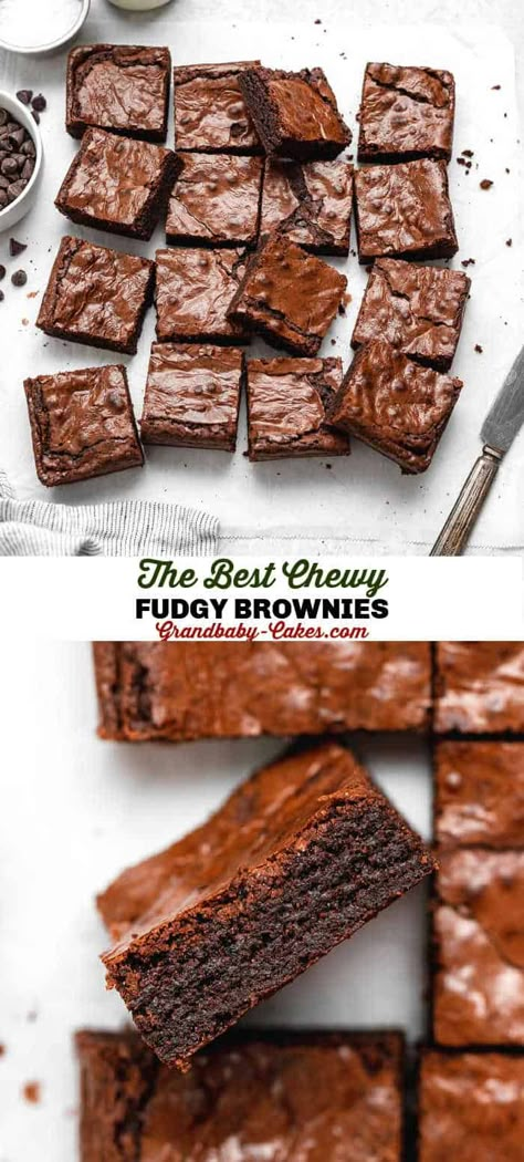 Dessert Recipes Videos, Brownies Chewy, Chewy Brownies Recipe, One Bowl Brownies, Best Brownie Recipe, Brownies Recipe Homemade, Chewy Brownies, Brownies Recipe Easy, Best Brownies