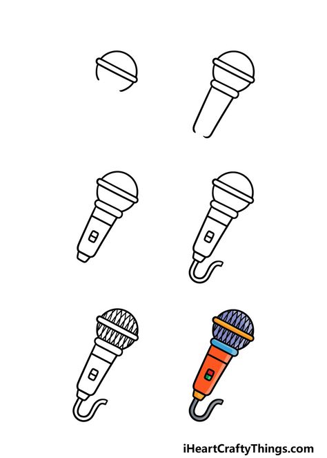 Microphone Drawing - How To Draw A Microphone Step By Step How To Draw A Microphone, Microphone Drawing Easy, Old Fashioned Microphone, Microphone Drawing, Musical Theme, Music Ideas, Drawing Quotes, Outline Drawings, Drawing Easy