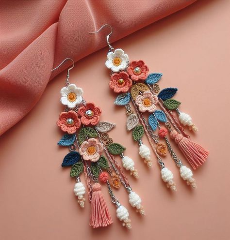 #Fashion #Embrace #Jewelry #StatementJewelry #Spirit #Exploring #with #Style #Your #Bohemian #Boho #Style #Jewelry #Accessories #Free Jewellery Embroidery, Knitted Earrings, Embroidery Jewellery, Crochet Flower Earrings, Knitted Jewelry, Embroidery Earrings, Earrings Crochet, Crochet Jewellery, Crochet Jewelry Patterns