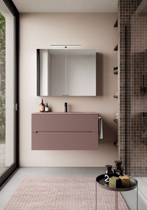 Single wall-mounted crystal and wooden vanity unit SMYLE COMP 01 | Vanity unit by Ideagroup_2 Wooden Vanity Unit, Simple Small Bathroom Ideas, Wash Basin Cabinet, Bathroom Layout Ideas, Wooden Bathroom Cabinets, Italian Bathroom, Small Bathroom Layout, Cabinet Designs, Luxury Italian Furniture