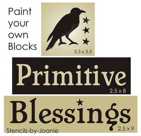 Stencil Primitive Blessings Crow Trio Stars Country Prim Family Home Decor Block Crow Design, Family Home Decor, Sign Making, Sign Stencils, Primitive Crafts, Stencil Crafts, Tole Painting, Stencil Painting, Stencil Designs