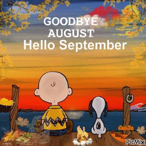 Snoopy & Charlie Goodbye August, Hello September Gif Pictures, Photos, and Images for Facebook, Tumblr, Pinterest, and Twitter Goodbye August Hello September, Hello September Images, Snoopy Autumn, August Hello, Goodbye August, September Images, September Quotes, Charlie Brown Quotes, Welcome September