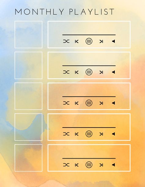 Watercolor themed monthly playlist page for digital planners Goodnotes Pages, Monthly Playlist, Free Wedding Planner Printables, Fitness Planner Free, Create Your Own Planner, Digital Bullet Journal, Free Wedding Planner, 2023 Planner, Planner Writing