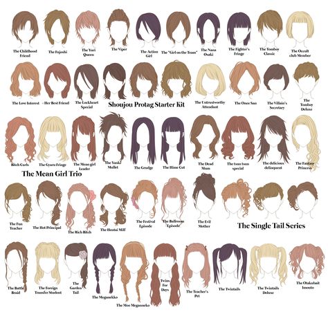 Haircut Pony, Hairstyles List, Pelo Anime, Manga Hair, 얼굴 드로잉, Hairstyle Names, Hair Sketch, Art Help, Athletic Hairstyles