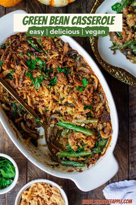 Vegan Green Bean Casserole - Eat Figs, Not Pigs - 1 Hour or Less Dairy Free Green Bean Casserole, Homemade Cream Of Mushroom, Fresh Green Bean Casserole, Homemade Green Bean Casserole, Green Bean Casserole Recipe, Green Bean Casserole Easy, Vegan Green Bean Casserole, Greenbean Casserole Recipe, Vegan Thanksgiving Recipes