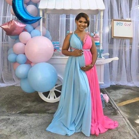 Pink And Blue Dress Gender Reveal, Gender Reveal Outfits For Guest, Gender Reveal Guest Outfit, Gender Reveal Dress Pink And Blue, Gender Reveal Dress Ideas, Cute Gender Reveal Outfits, Gender Reveal Outfit Ideas, Gender Reveal Outfit For Guest, Gender Reveal Dresses For Mom