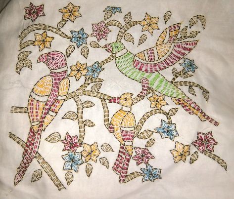 West bengal traditional hand embroidery Kantha work Kantha Traditional Motifs, Kantha Of Bengal Embroidery Motifs, Traditional Kantha Embroidery Designs, Katha Work Embroidery, Kantha Work Designs, Kantha Embroidery Motifs Traditional Design, Embroidery Motifs Design, Kantha Motifs, Katha Design