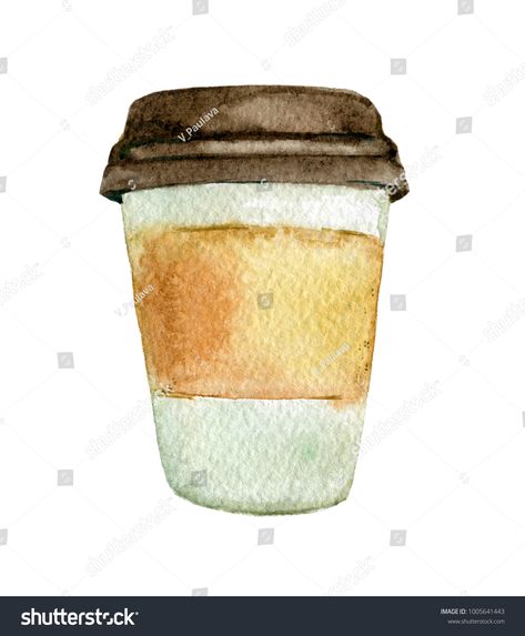 Easy Watercolor Coffee Cup, Coffee Cup Watercolor Painting, Coffee Cup Watercolor, Watercolor Coffee Cup, Watercolor Crafts, Coffee Watercolor, Coffee Cartoon, Painting References, Paper Coffee Cup