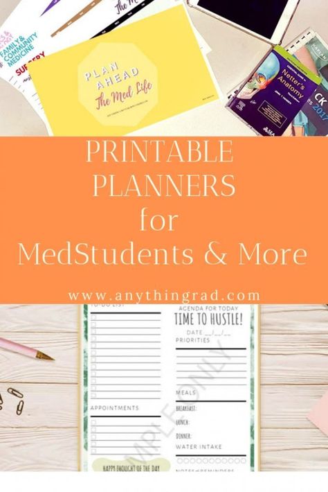 Printable Planners for Medical Students and More! - ANYTHINGRAD | Printable Planner For School By  Janet Gallagher Planner For School, Medical Internship, Planner For Students, Organizing Your Life, Mcat Study, Weekly Planner Free, Medical Student Study, Healthcare Administration, Kids Planner