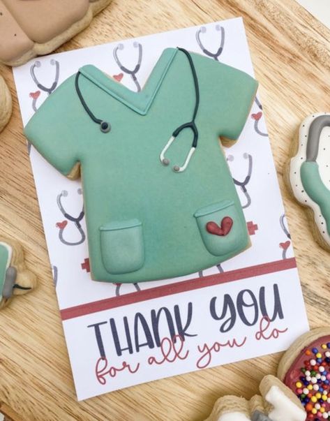 Nurse Appreciation Cookies Decorated, Nurses Cookies, Medical Cookies, Nurse Cookies, Cookie Cake Decorations, Thank You Cookies, Medical Theme, Sugar Cookie Icing, Cookie Business