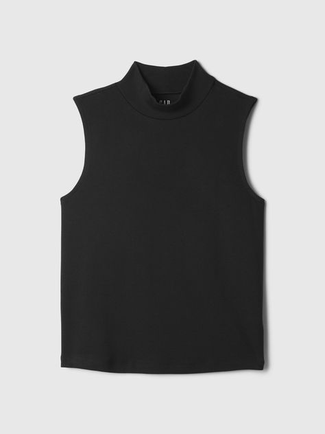 Modern Mockneck Tank Top | Gap Black Turtleneck Tank Top, Witchy Outfits, Mock Neck Tank Top, Mock Neck Tank, Mock Neck Top, Black Turtleneck, Supima Cotton, High Neckline, Stretch Cotton