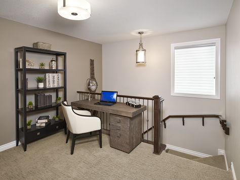 The perfect little office nook at the top of the stairs!  Pairing the sleek, feminine lines of the chair with more rustic time-worn pieces like the desk and accessories.  - Nantucket Showhome Small Loft Ideas Upstairs, Loft Area Ideas Upstairs, Small Loft Ideas, Loft Decorating Ideas, Upstairs Loft Ideas, Loft Ideas Upstairs, Loft Decorating Ideas Upstairs, Loft Office Ideas, Loft Decorating