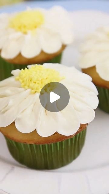 Elizabeth (SugarHero.com) • Dessert Recipes 🧁🍩🍰🍪 on Instagram: "Daisy Cupcakes - one of the easiest flower cupcakes you can make! 🌼🌼🌼 You'll need to fill a piping bag with white buttercream and fit it with Wilton Tip #104 to create the petals. Then use a piping bag filled with yellow buttercream fitted with Wilton Tip #133 to make the center.   Use this technique to pipe daisies on cupcakes or summery cakes and sheet cakes 🧁🎂🍰. You can also change the frosting colors to make pink, purple and yellow daisies. So cute!  #sugarhero #cupcakes #cupcaketime #cupcakeart #cupcakeartist #cupcakery #cupcakeaddict #cupcakesofinstagram #cupcakeoftheday #cupcakelove #cupcakelover #buttercream #buttercreamflowers #flowercupcakes #daisycupcakes #springcupcakes #babyshower #bridalshower" How To Make Daisies On A Cake, Mary Cake, Daisy Cupcakes, Wilton Tips, Cupcake Videos, Daisy Cake, Spring Cupcakes, Frosting Colors, White Buttercream