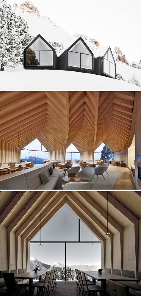 A Frame Architecture, Mountain Architecture Design, Mountain Restaurant Design, Mountain Cabin Design, Architecture Mountain, Mountain Hut, Ski Resort Design, Mountain Building Architecture, Ski Restaurant