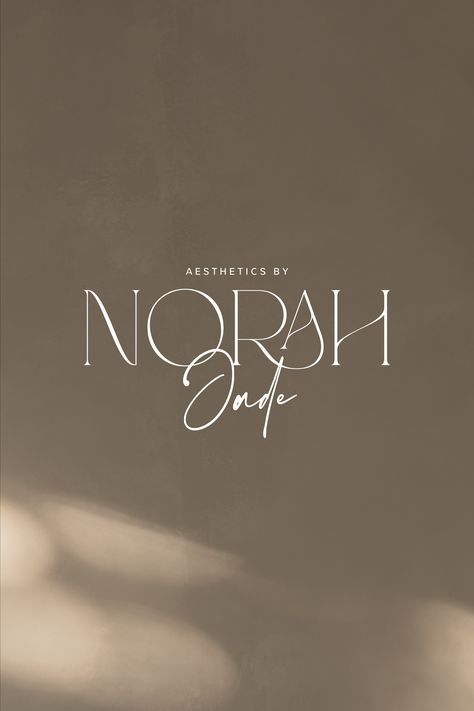 Branding for Norah Jade, a modern aesthetics clinic. Modern logo, minimal, clean, luxurious, neutral, feminine, inviting, timeless logo, timeless branding, minimal branding, clean branding, luxe branding, aesthetics branding, logo inspo, modern brand, feminine branding, branding project ideas, branding project portfolio. Beauty Boutique Logo, Canva Logo Ideas Aesthetic, Esthetician Business Logo Ideas, Aesthetic Clinic Logo Design, Luxury Boho Branding, Classy Brand Identity, Modern Feminine Branding, Luxury Branding Colors, Quiet Luxury Brands