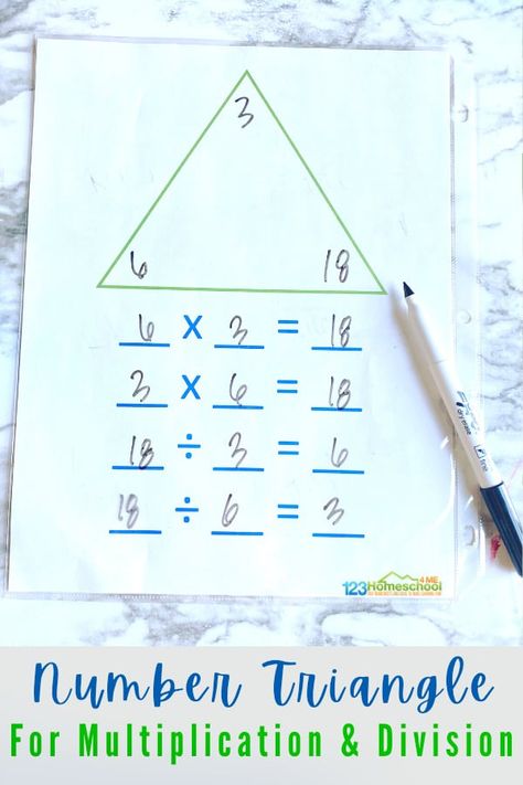 Fact Families Multiplication, Triangles Activities, Division Fact Families, Fact Family Worksheet, History Lessons For Kids, Division Activities, Printable Math Games, Christmas Math Worksheets, Free Worksheets For Kids