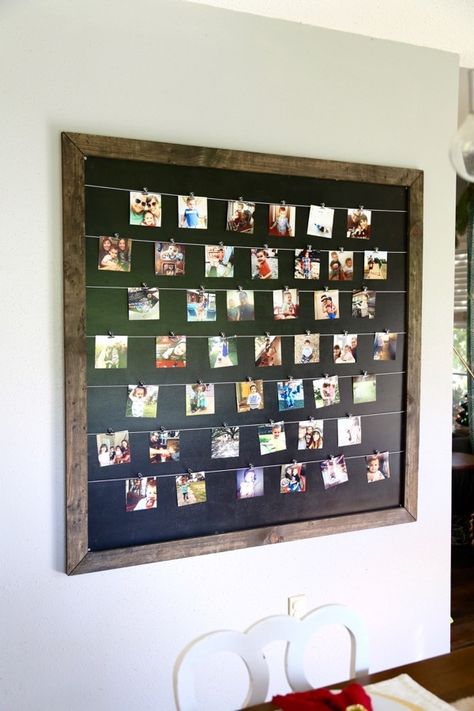 Gorgeous, simple, and easy DIY photo display for Instagram and family photos. Photos are clipped on so it's easy to change them anytime you want! Creative Family Pictures, Diy Photo Display, Family Pictures On Wall, Instagram Wall, Display Family Photos, Diy Wand, Creative Walls, Amazon Basics, Photo Display